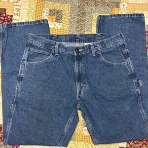 KEY Men's Cotton Painter Style Classic Denim Work Jeans